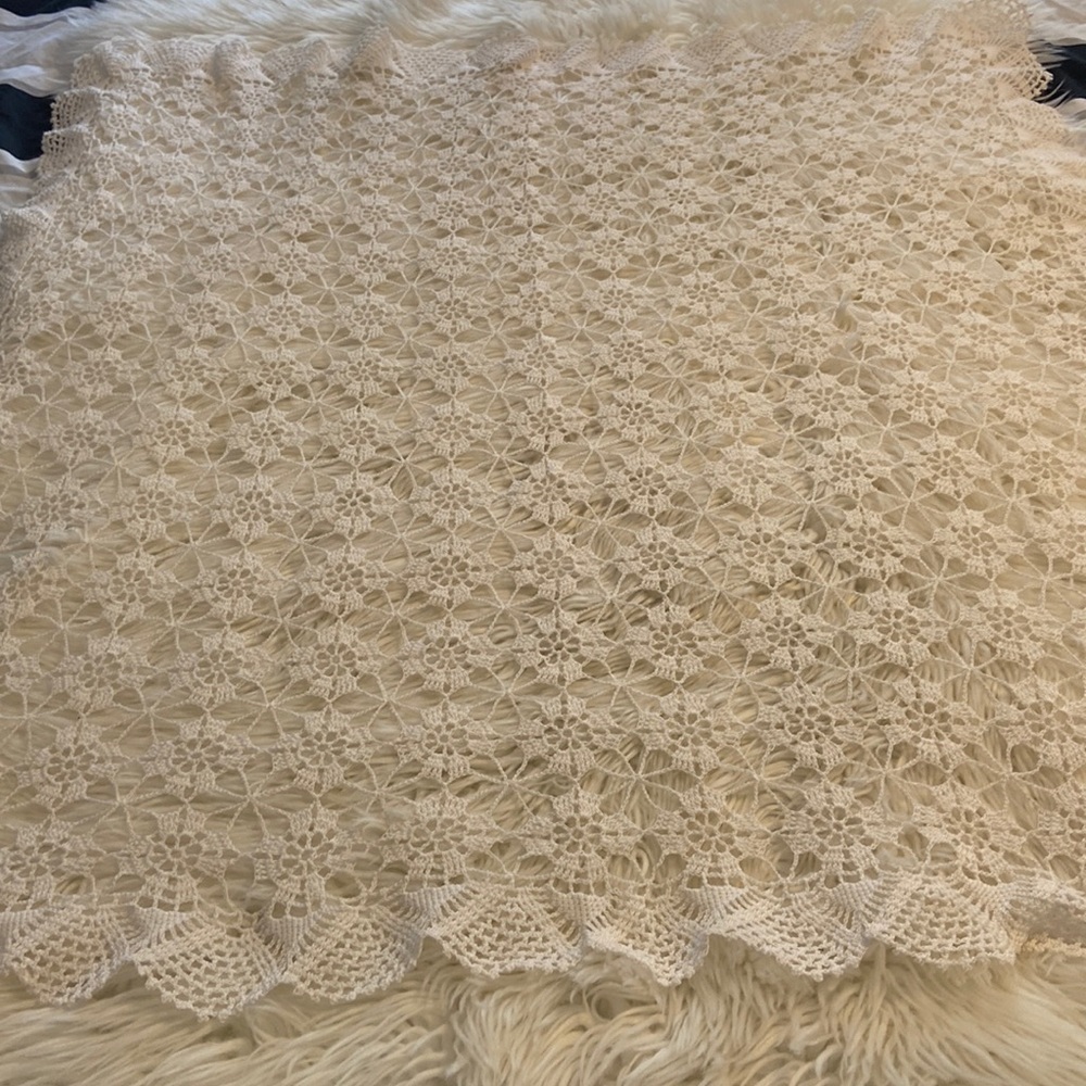 Crochet Handmade Table Runner large size length 41” wide 41”
